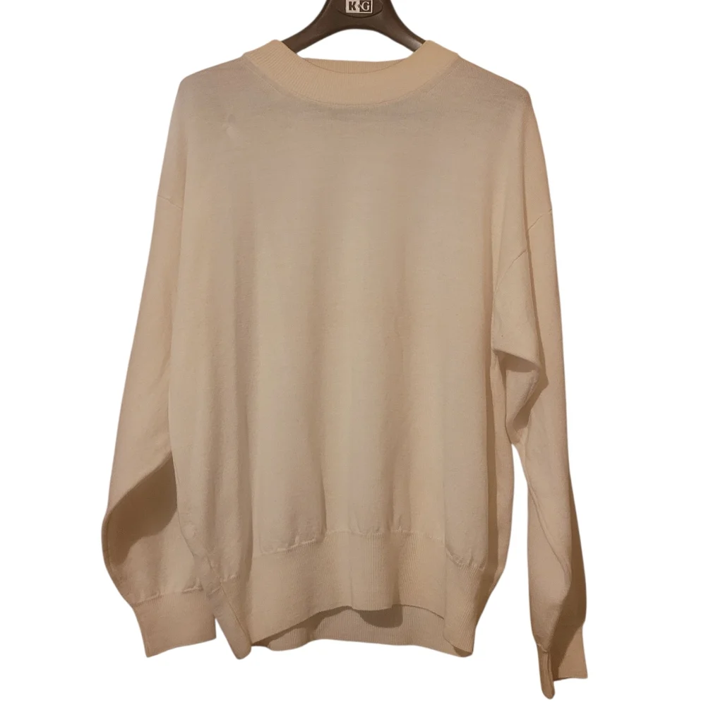 Vintage Pendleton merino wool thin mock neck sweater ivory Sz XL